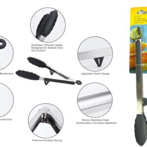 Stainless Steel Tong Heat Resistant Silicone Clamp 30 cm