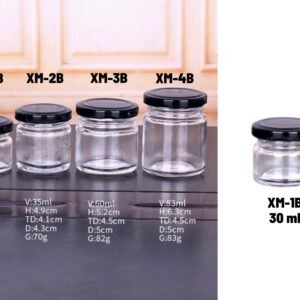 Small Glass Jar with Black Cover 30 ml X4