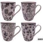 Porcelain Mug with Black Flowers