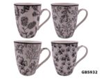 Porcelain Mug with Black Flowers