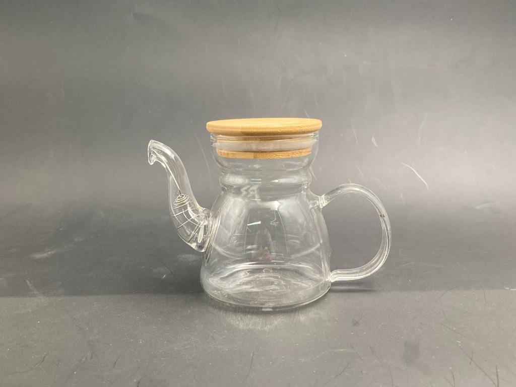 46027f3b4bab95b627192c815fe4bf24.jpg Borosilicate Glass Tea Pot Wood cover 600 ml