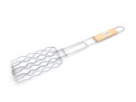 Hot Dog Grill Basket with wooden handle. Easily grill and turn several sausages or hot dog at the same time!
