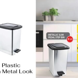 Slim Metallic Color Plastic Pedal Dustbin 8 L