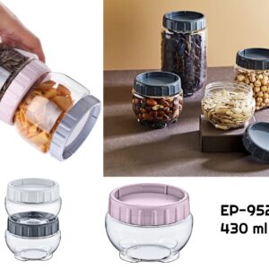 Interlocking Round Food Plastic Jar 0.43 lt