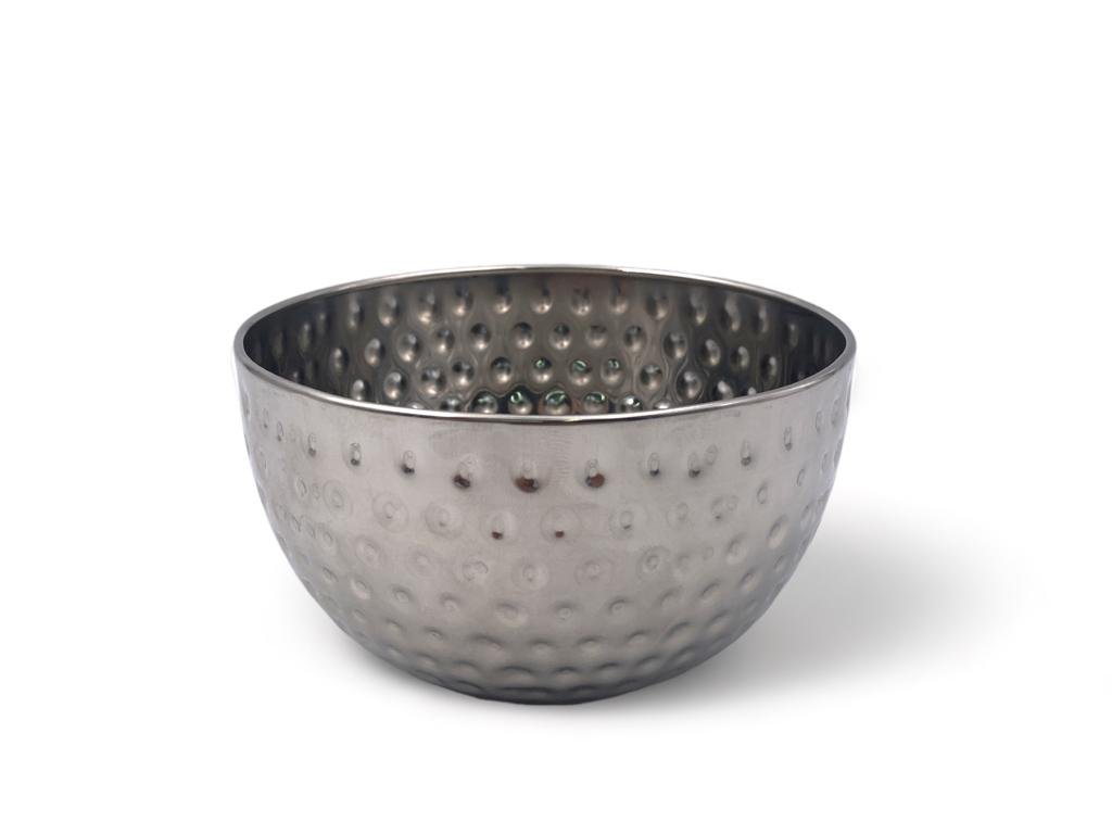 4990bb6c2aa969cf3f1c577bea9f978f.jpg Small Stainless Steel Snack Bowl 12 cm w Hammered Finish