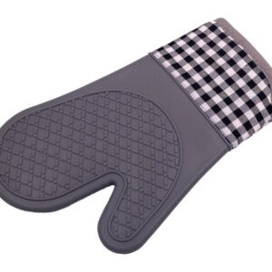 Checkered Silicon Oven Mitt with Thick Inner Lining