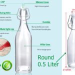 Round Glass Bottle with Flip-top Airtight Lid 0.5 Liter