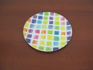 Colorful Squares Melamine Dinner Plates X6