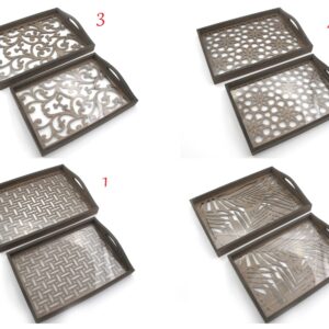 Set of 2 engraved wooden trays