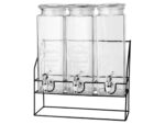 Glass beverage dispenser 3X2.2 L w tap & metallic Stand