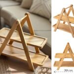 Bamboo stand with 2 presentation trays