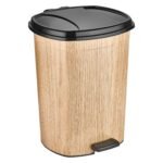 Wooden Color Plastic Pedal Dustbin 50 L