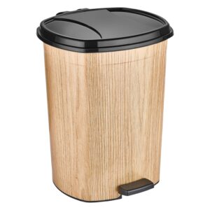 Wooden Color Plastic Pedal Dustbin 50 L