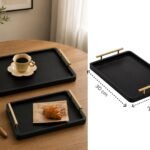 High Quality Small Black Wooden Tray with Golden Handles