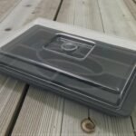 Black Wood Colored Rectangular Divided Dish with Cover