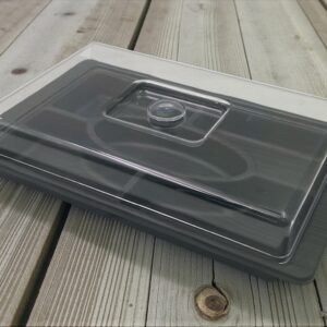 Black Wood Colored Rectangular Divided Dish with Cover