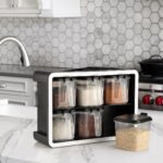 Block Set of 6 spice boxes with spoons on stand