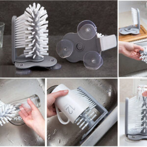Glass Washer with Double Sided Bristle Brush