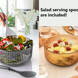 Acrylic Salad Bowl 23 cm with Serving Salad Spoons