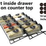 Glass Spice Set 12 Pieces with Metal Rack for Drawers and Flat Surfaces