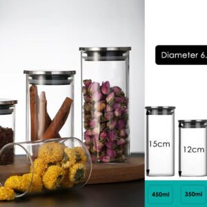 Borosilicate Glass Round Jar Stainless Steel Cover 450ml