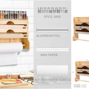 4-in-1 Bamboo Foil Cutter and Kitchen Roll Holder