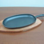 Oval Cast Iron Sizzling with wooden handle