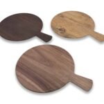 Round Melamine Plate with handle&wooden look finish 28cm