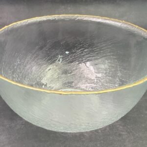 Round Swirl Glass Deep Salad Bowl with Golden Rim
