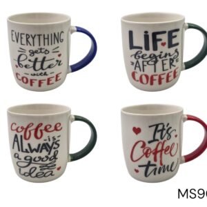 Porcelain Mug with Coffee Quotes Design