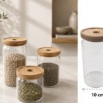 Borosilicate Glass Round Jar Modern Bamboo Cover 1200 ml