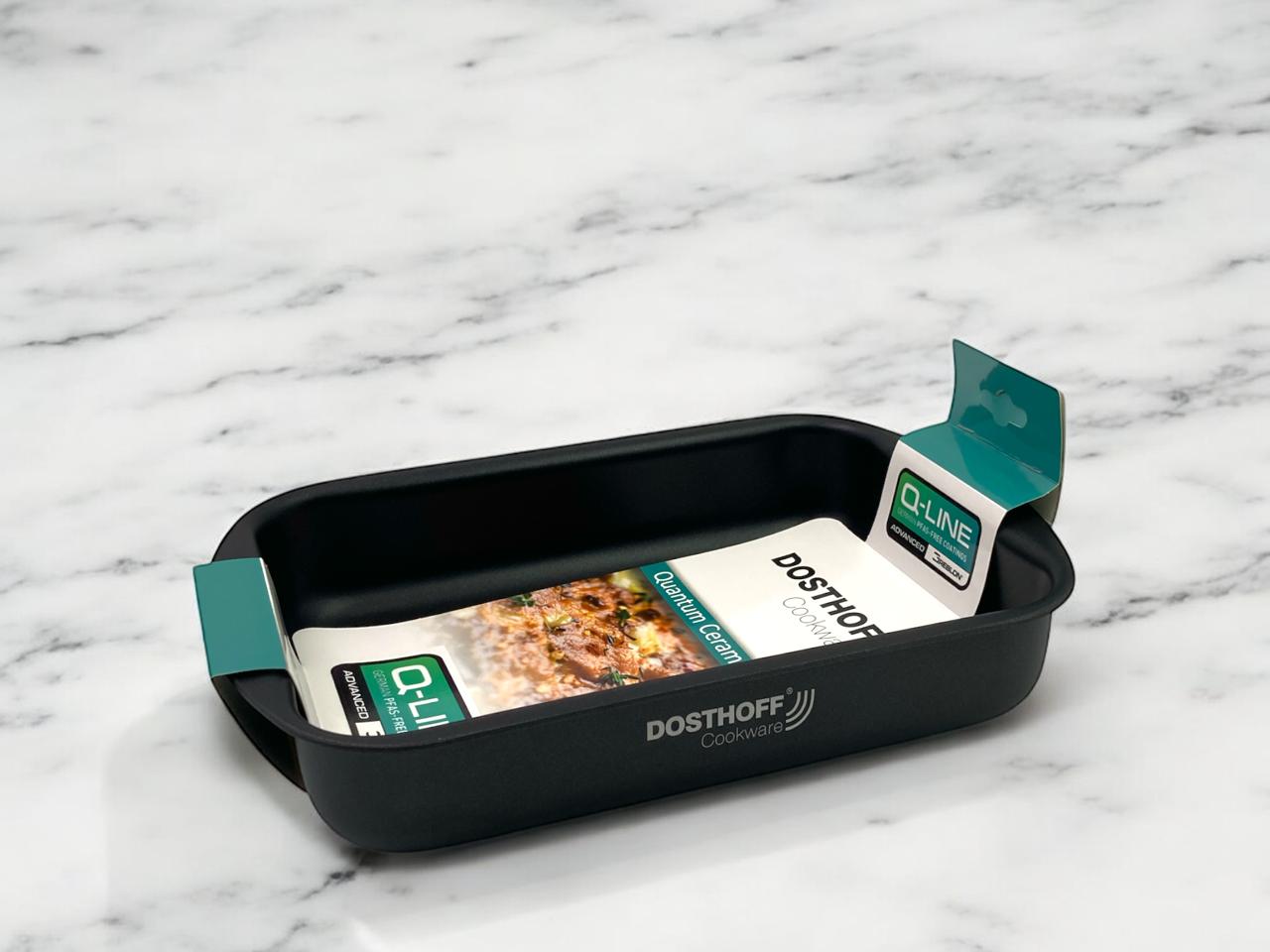 66388e4ad497836694988f1db357058e.jpg Dosthoff Black Quantum Rectangular Oven Tray 25 cm
