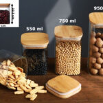 Borosilicate Glass SQ Jar Wood Cover 550 ml