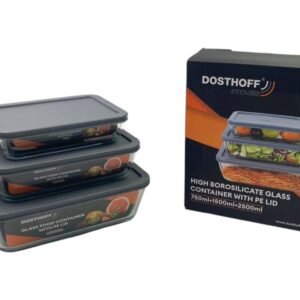 Dosthoff Set of 3 Glass Food Containers with Flexible Lids