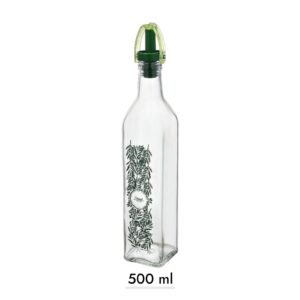 Decorated Square Glass Oil Bottle 500 ml