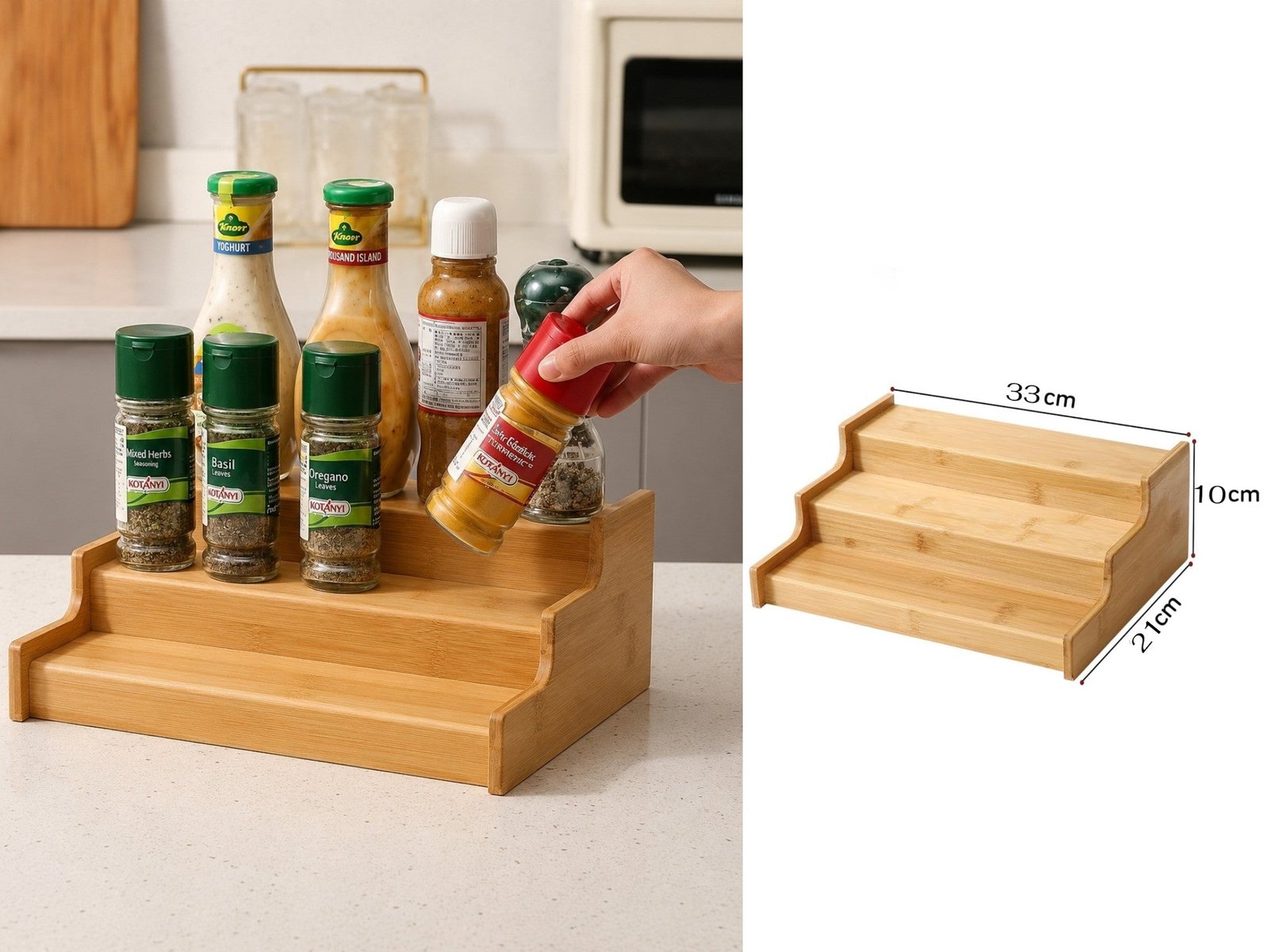 6a56a4964e8cf5df82cb0067334d4760.jpg Bamboo Countertop Step Spice Rack Organizer 3 Tier