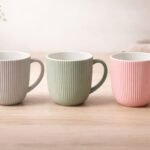 Colorful Porcelain Mug with Elegant Line Design