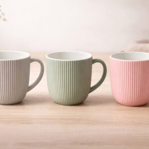 Colorful Porcelain Mug with Elegant Line Design