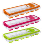 Ice Cubes Tray with Silicone Push Bottom and Cover