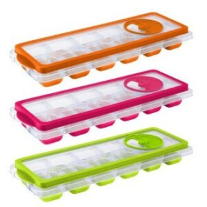 Ice Cubes Tray with Silicone Push Bottom and Cover