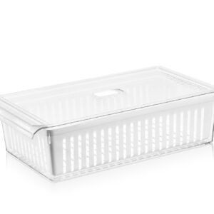 Super Clear Fridge Organizer w Plastic Strainer 37x21x10