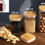 Borosilicate Glass SQ Jar Wood Cover 950 ml