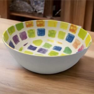 Colorful Squares Design Round Melamine Salad Bowl 10"