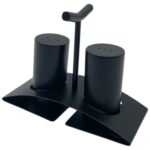 Mat Black Stainless Steel Salt and Pepper Set on Stand