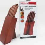 5 Pieces Knife Set S.S Wooden Base
