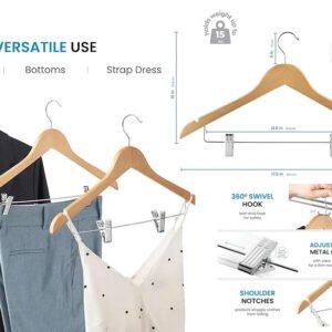 Light Color Wooden Hanger with Clips