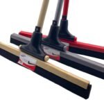 Plastic floor squeegee with adjustable head. Soft rubber squeegee with plastic frame and plastic handle.