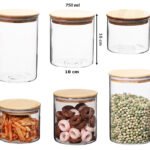 Borosilicate Glass Round Jar Wood Cover 750 ml