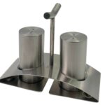 Stainless Steel Salt and Pepper Set on Stand