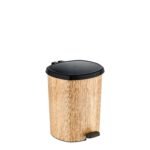 Wooden Color Plastic Pedal Dustbin 6L